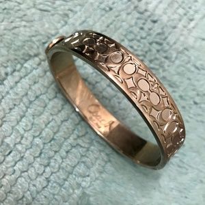 Coach Signature Pattern Silver Bangle